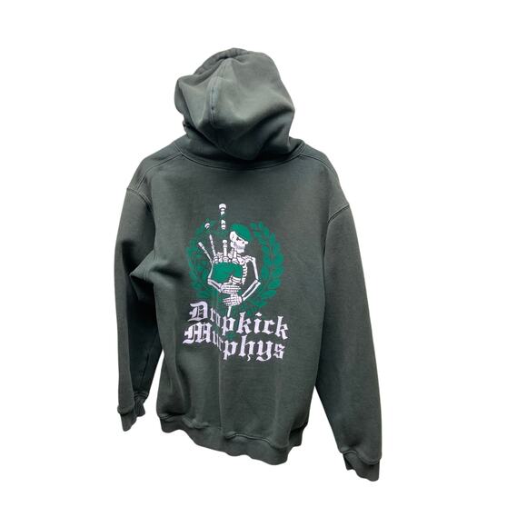 Dropkick Murphys Green Skeleton Bagpipe Zip Front Hoodie Size M Made in USA - Picture 5 of 8